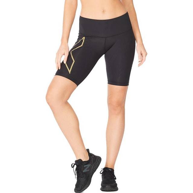 2XU Light Speed Mid-Rise Compression Shorts Dam - Black/Gold