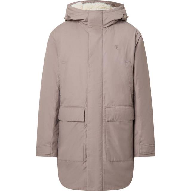 Calvin Klein Cotton Nylon Padded Parka Coat - Brindle