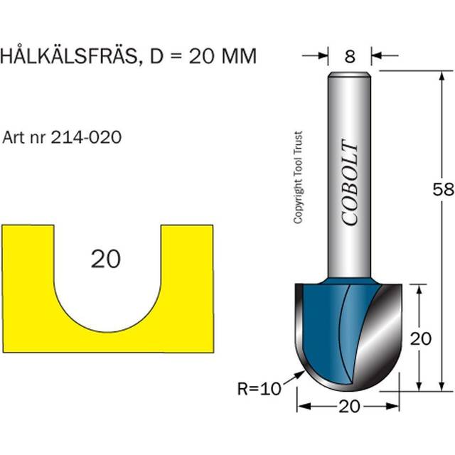 Cobolt Hålkälsfräs D=20 mm