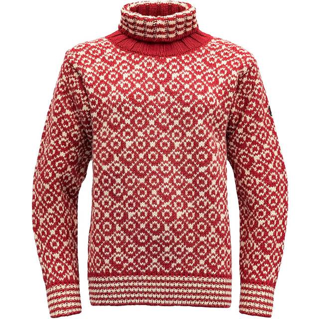 Devold Svalbard Wool High Neck, Hindberry/Offwhite
