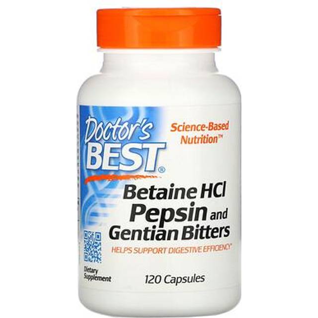 Doctor's Best Betaine HCL Pepsin & Gentian Bitters 120 kapslar
