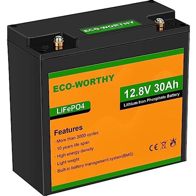 Eco-Worthy LiFePO4 12V 30Ah Batteri BMS Skydd