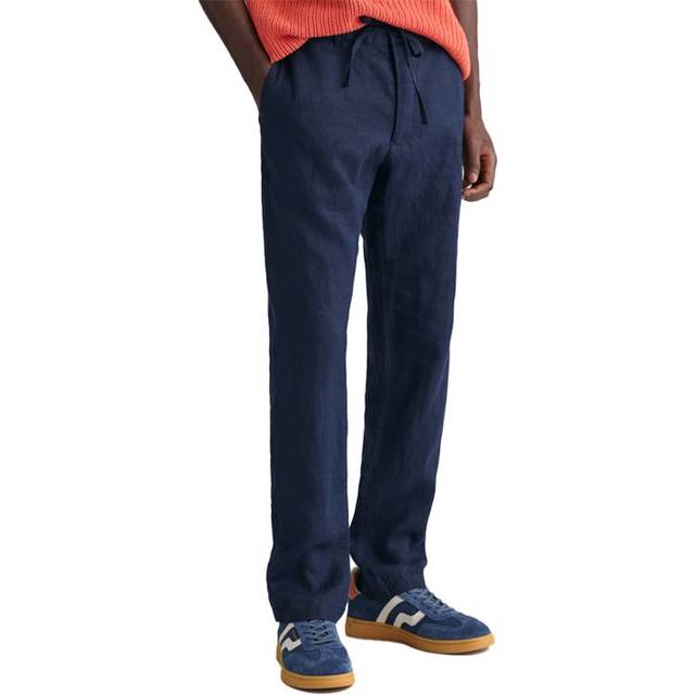 Gant Relaxed Fit Linen Drawstring Pants Marine