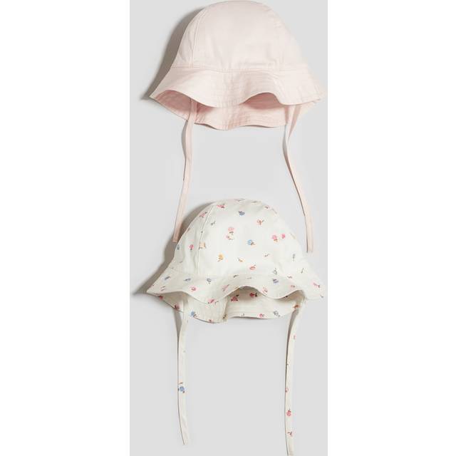 H&M Baby Solhatt Bomull 2-pack - Ljusrosa/Blommig