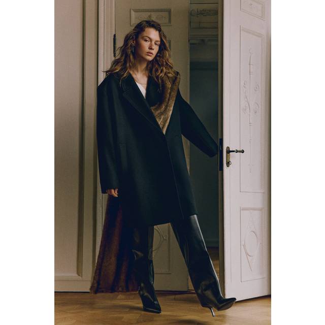 H&M Oversized Kappa Ullmix - Svart
