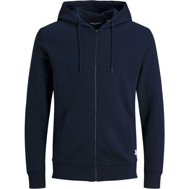 Jack & Jones Plain Zipped Hoodie, Blue/Navy Blazer