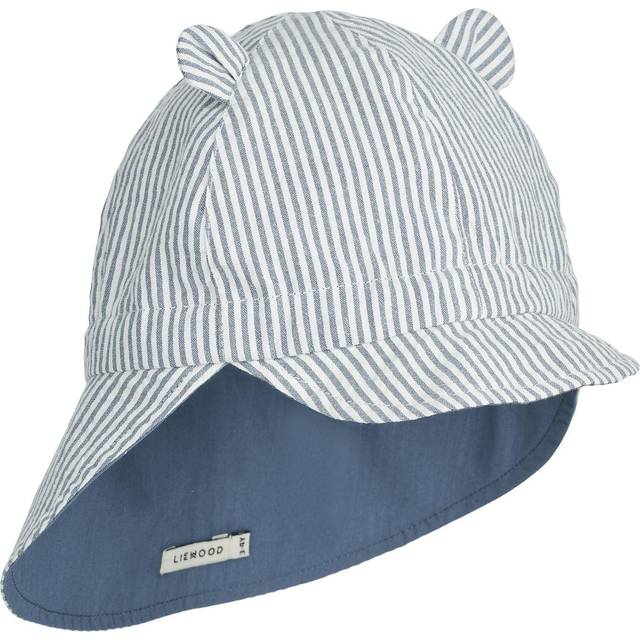 Liewood Baby's Gorm Reversible Seersucker Sun Hat, Blue Wave/Creme De La Creme