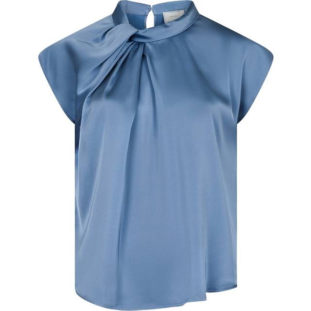Neo Noir Fleur Drapy Satin Blus Dusty Blue