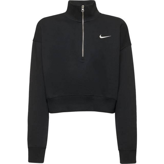 Nike Sportswear Phoenix Fleece Women's 1/2-Zip Cropped Sweatshirt, Black/Sail
