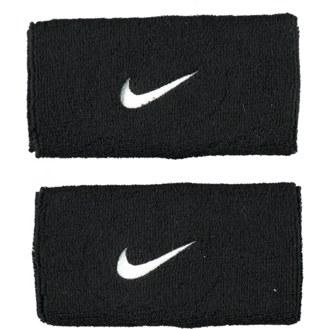 Nike Swoosh Doublewide Wristband 2-pack - Black/White