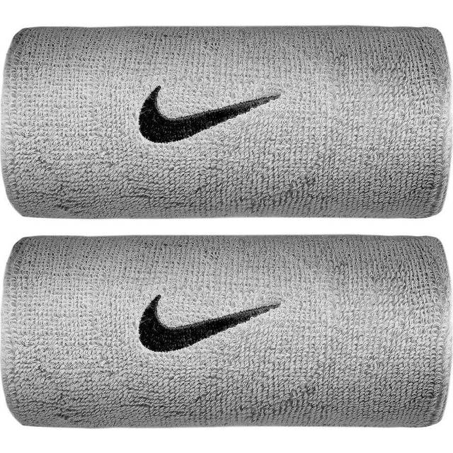 Nike Swoosh Doublewide Wristband 2-pack, Matte Silver/Black