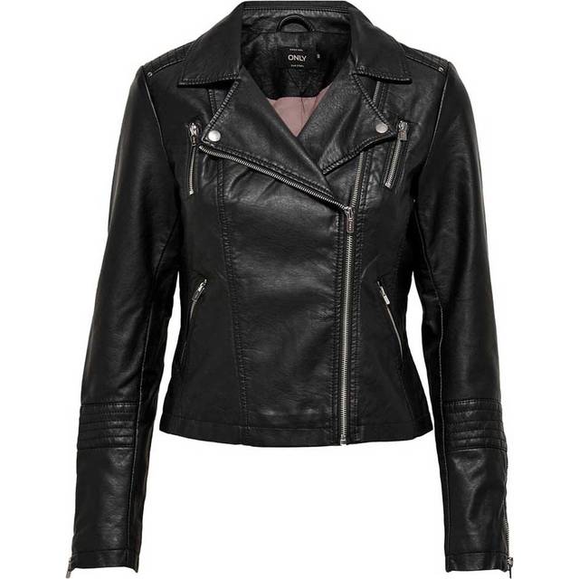Only Gemma Biker Faux Leather Jacket, Black