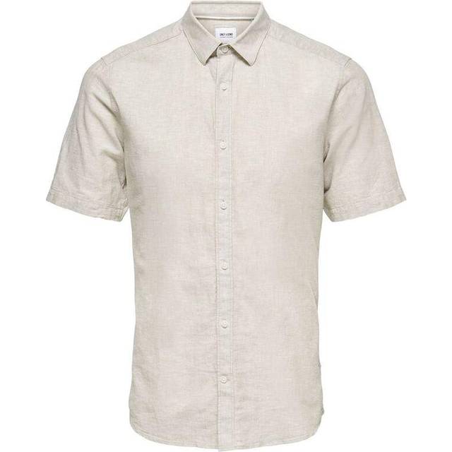 Only & Sons Linen Short Sleeved Shirt - Beige/Chinchilla