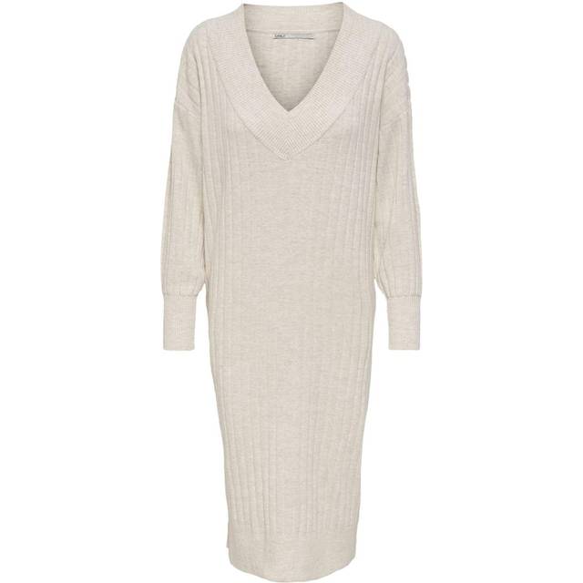 Only Tessa Stickad Klänning - Beige/Pumice Stone