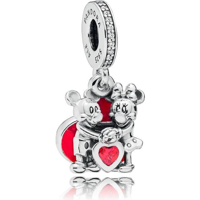 Pandora Disney Mickey and Minnie with Love Pendant Charm, Silver/Red