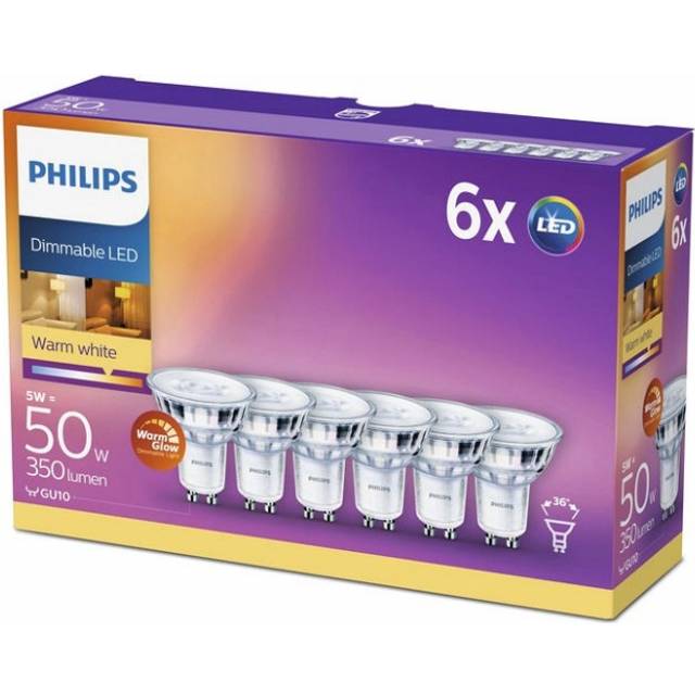 Philips Spot LED-lampa 5W GU10 6-pack