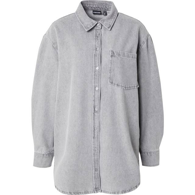 Pieces Maisie Jeansskjorta - Grå Denim