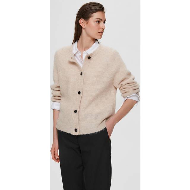 Selected Wool Blend Cardigan Beige/Birch