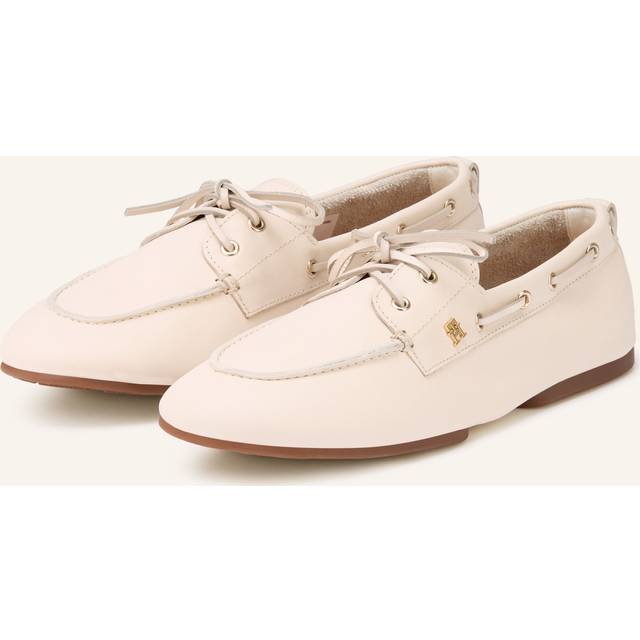 Tommy Hilfiger Th Sleek Leather Boat Shoe - Kräm