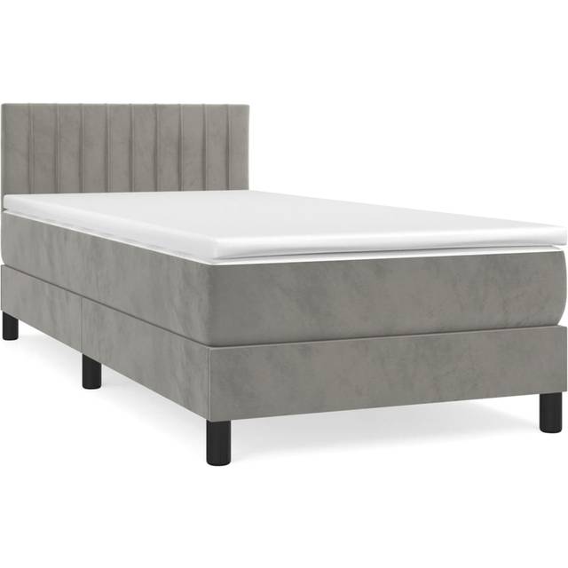 vidaXL Ramsäng Med Madrass 90x190cm Ljusgrå