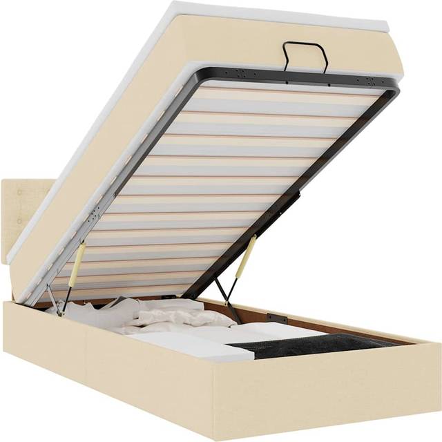 vidaXL Ottoman Säng Med Madrass Ljusgrå 100x200 Cm Ramsäng 100x203cm